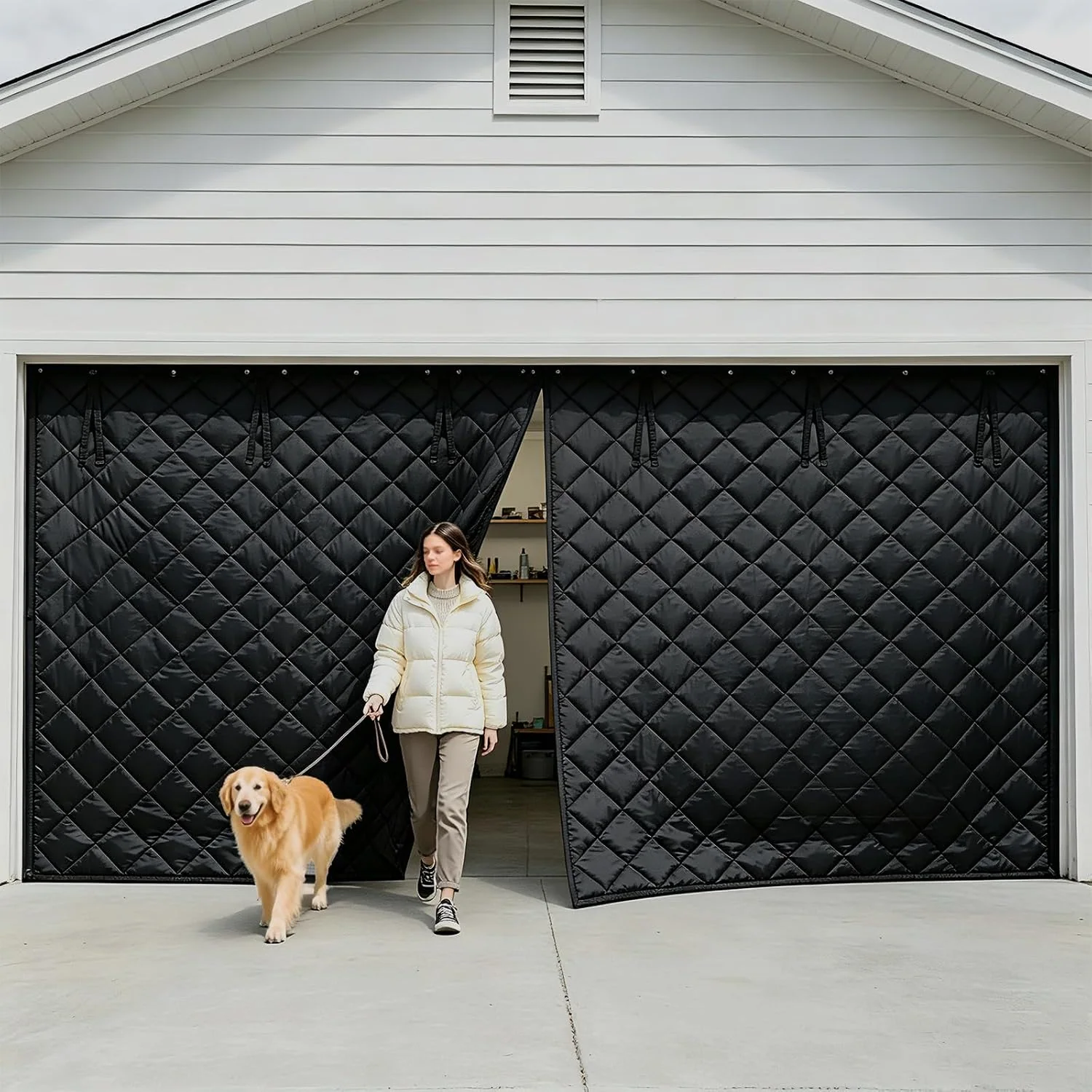 FEGO Winter Garage Door Curtain, black, 8 x 7 ft