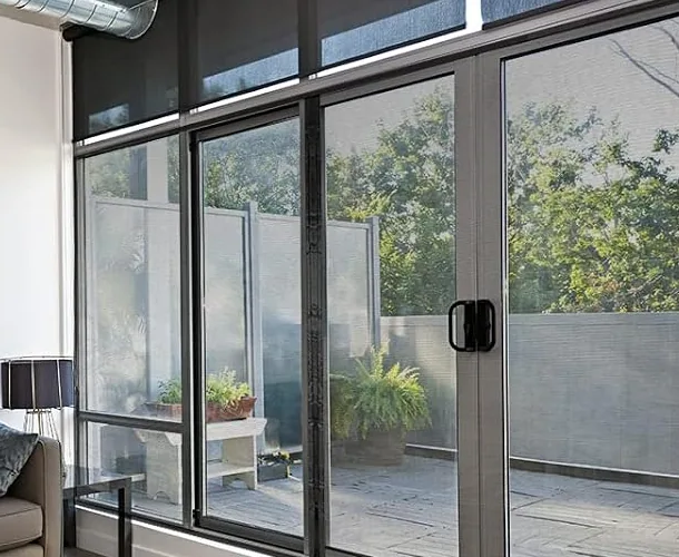 A FEGO magnetic screen across a sliding glass door