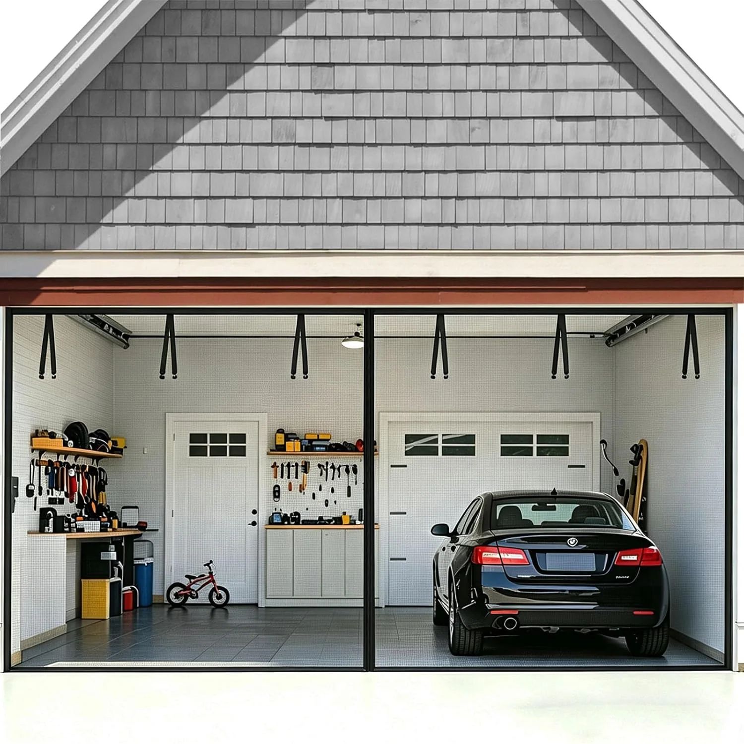FEGO Magnetic Garage Door Screen, black, 16 x 7 ft